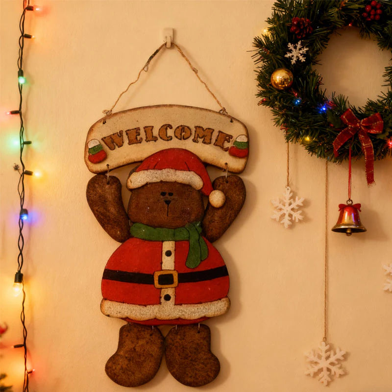 🎅🧸 Santa Bear Welcome Sign