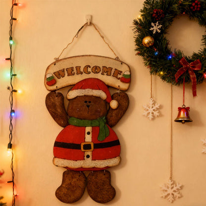 🎅🧸 Santa Bear Welcome Sign