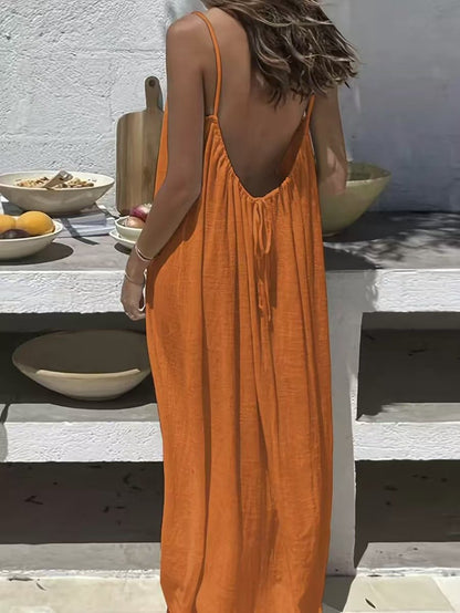 Women's Solid Color Backless Cami Dress