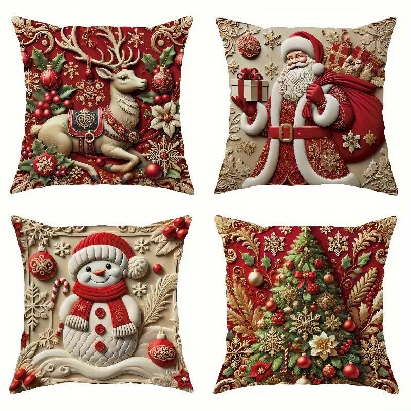 Luxury Christmas Pillowcases 4 Piece 2D Printed Pillowcases