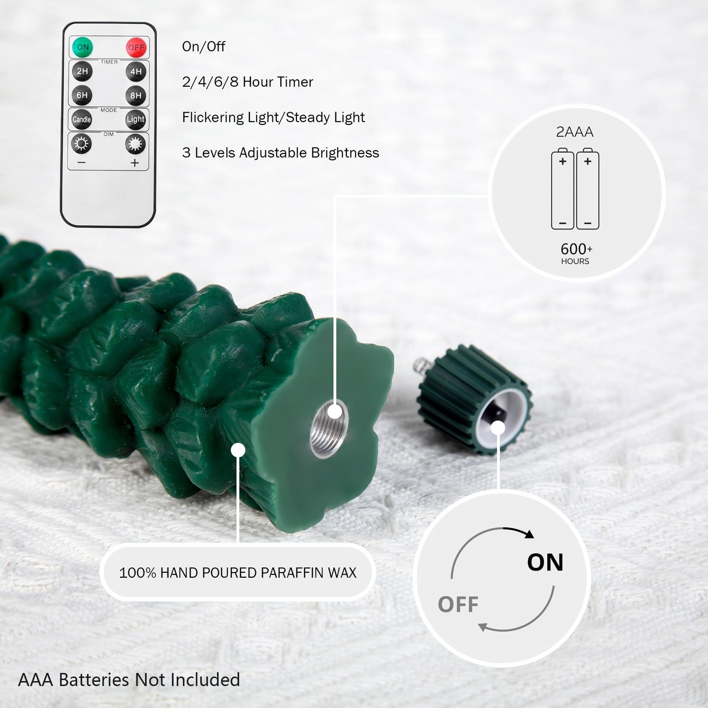 Flameless Christmas Tree Candles with Flickering Light