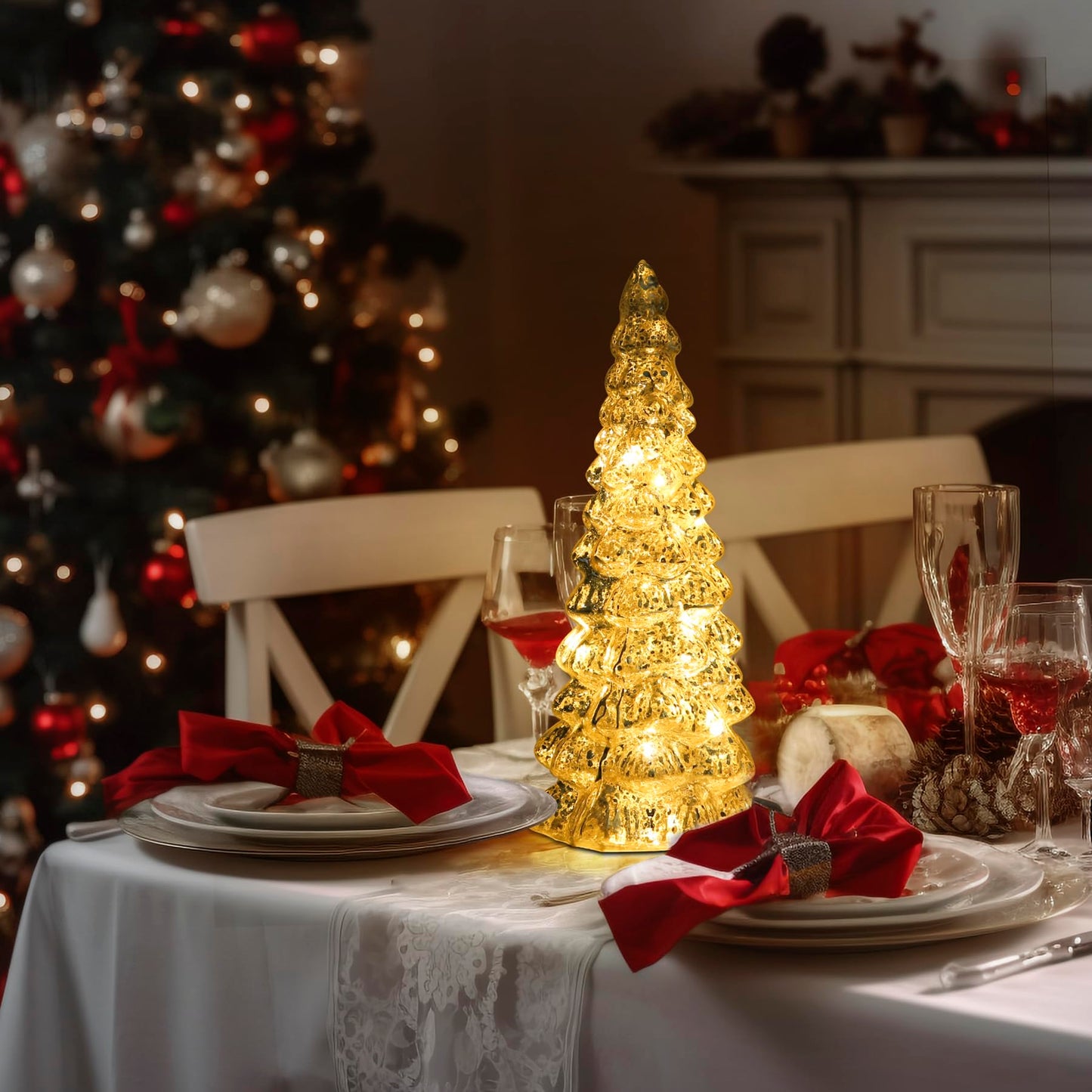 🌲Battery Operated Set of 5 Crystal Trees✨