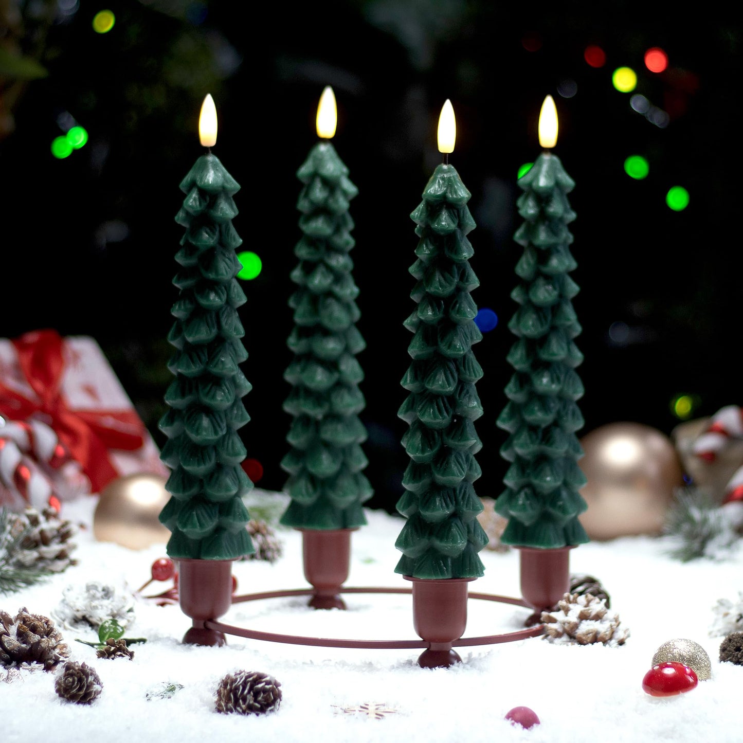 Flameless Christmas Tree Candles with Flickering Light