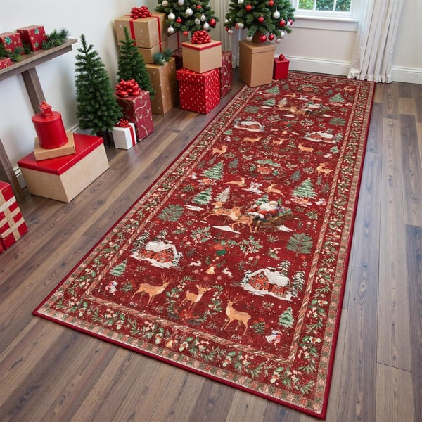 🔥LAST DAY 49% OFF🦌🎄🎅Christmas Deer Santa Long Rug
