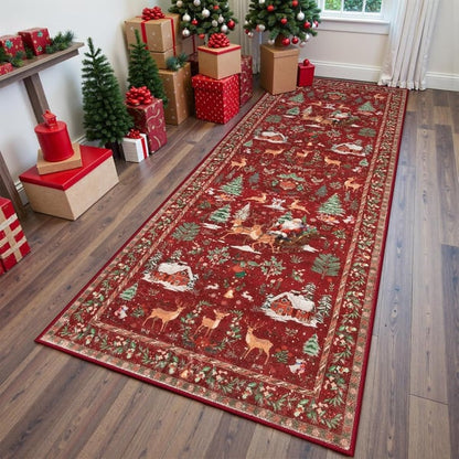 🔥LAST DAY 49% OFF🦌🎄🎅Christmas Deer Santa Long Rug