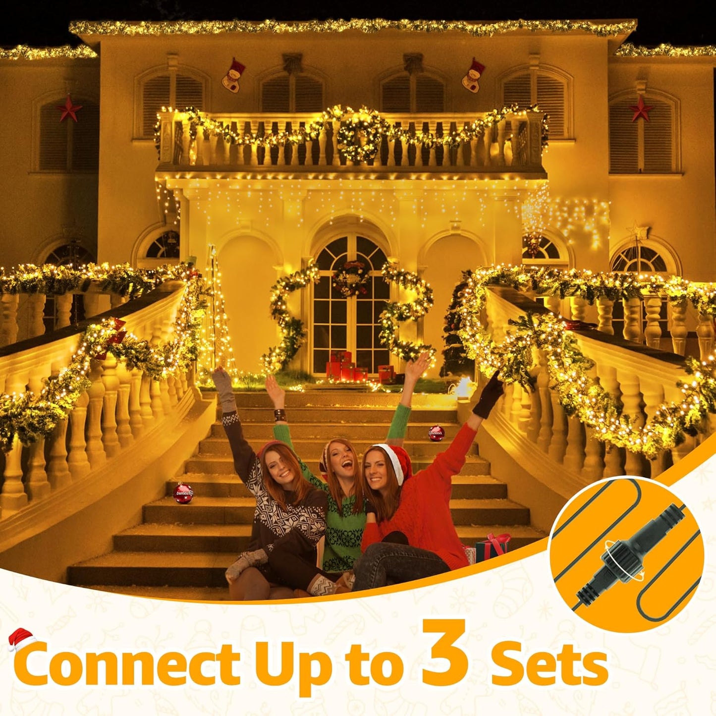 Christmas Tree Lights 8 Modes Timer Remote