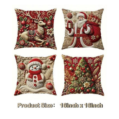 Luxury Christmas Pillowcases 4 Piece 2D Printed Pillowcases