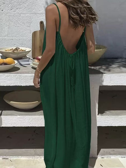 Women's Solid Color Backless Cami Dress