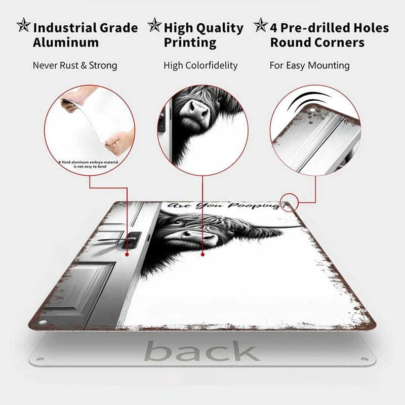 🐄 The Cheeky Visitor: Vintage Highland Cow Sign