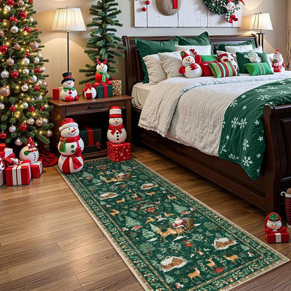 🔥LAST DAY 49% OFF🦌🎄🎅Christmas Deer Santa Long Rug