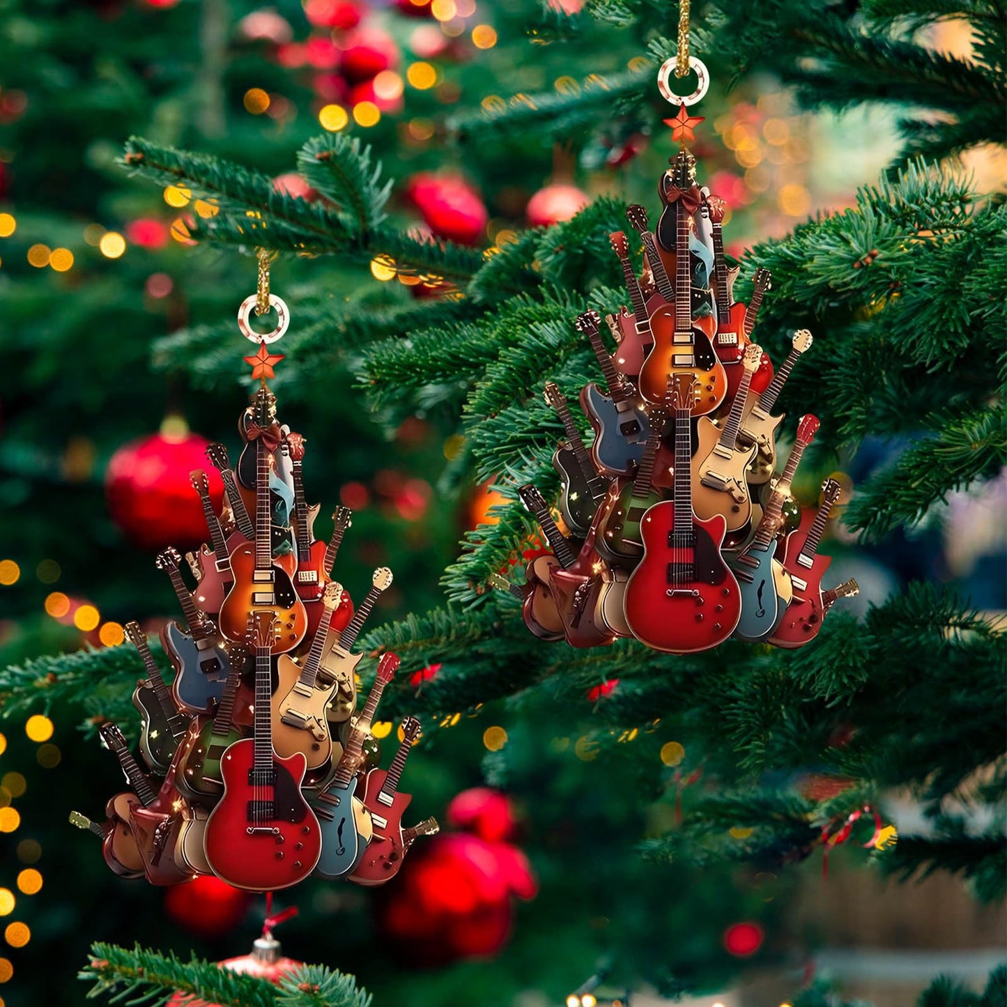 Rockin' Around The Guitar Christmas Tree Ornament