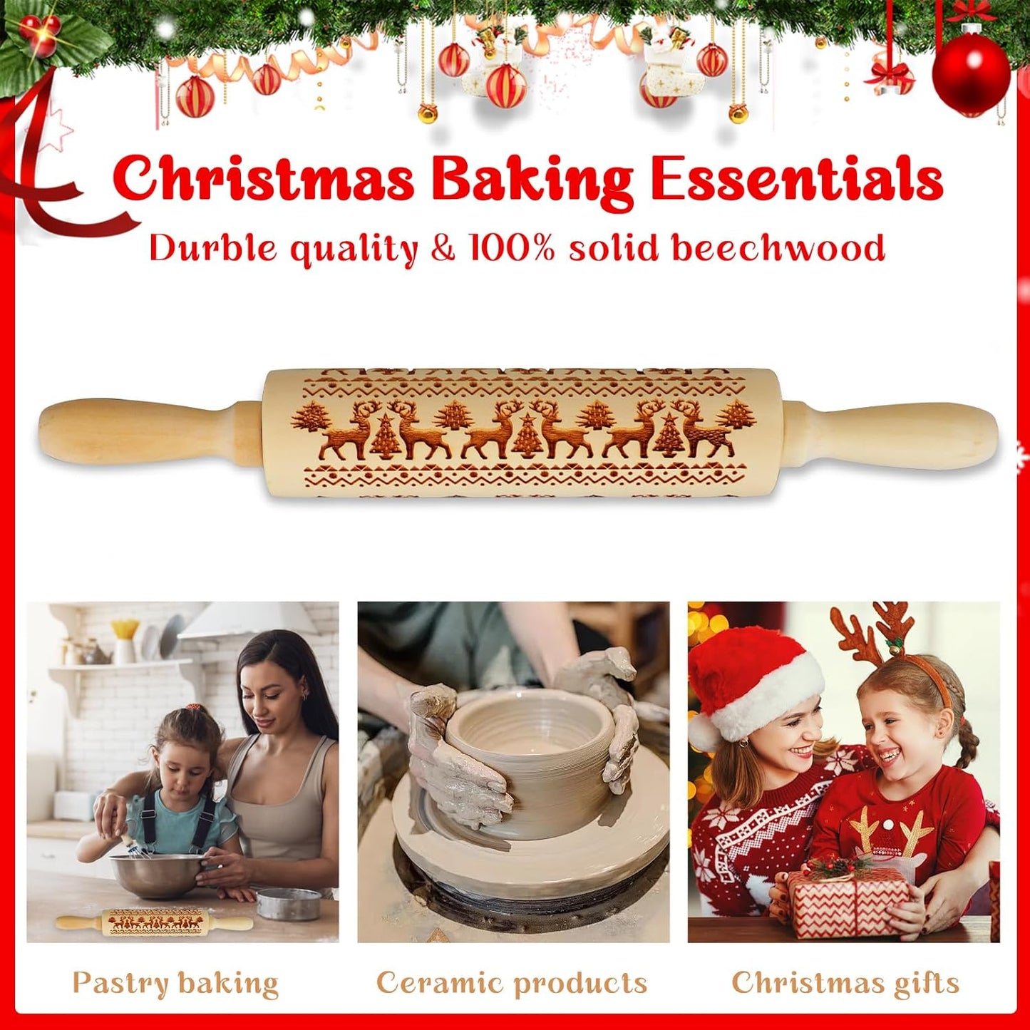 🎄 Christmas Rolling Pin – Bake Memories Together