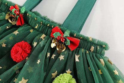 🎄✨Girls Christmas Dress Star Sequin Multi-layer Tulle🎅