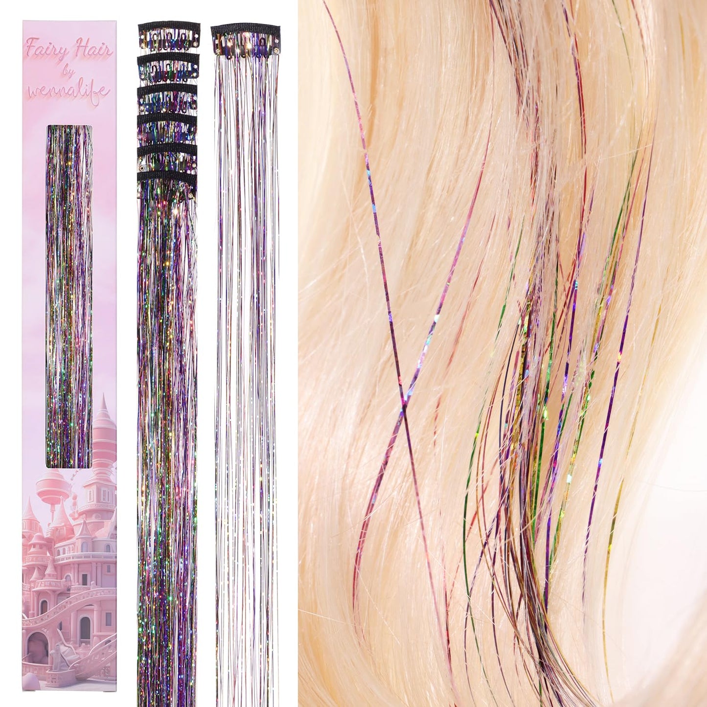 🎀 Rainbow Glitter Hair Clips Set