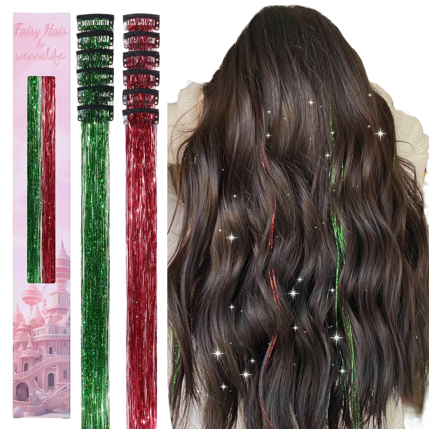 🎀 Rainbow Glitter Hair Clips Set