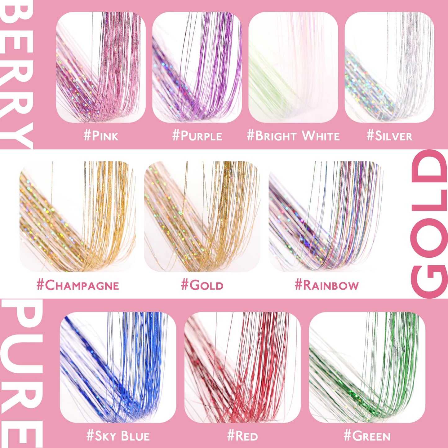 🎀 Rainbow Glitter Hair Clips Set