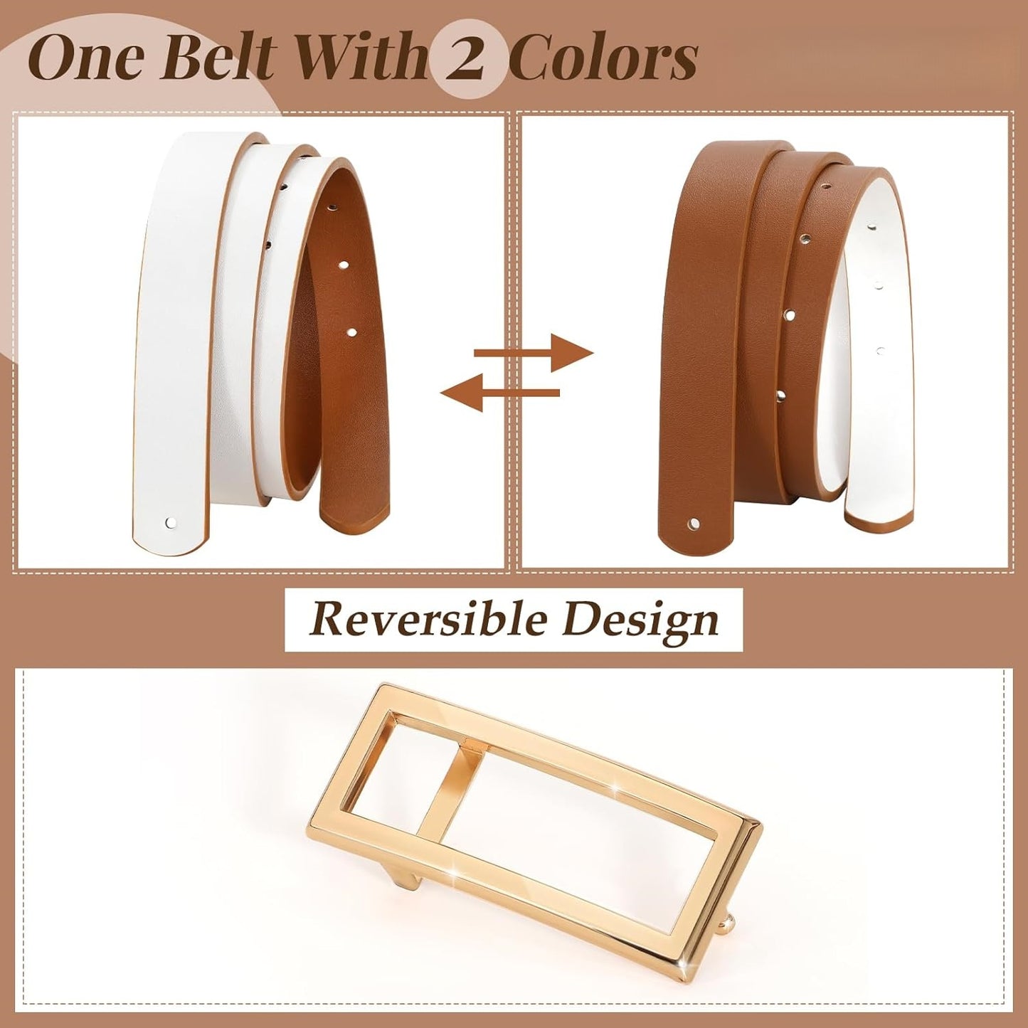Two-in-One Women Reversible Leather Belt