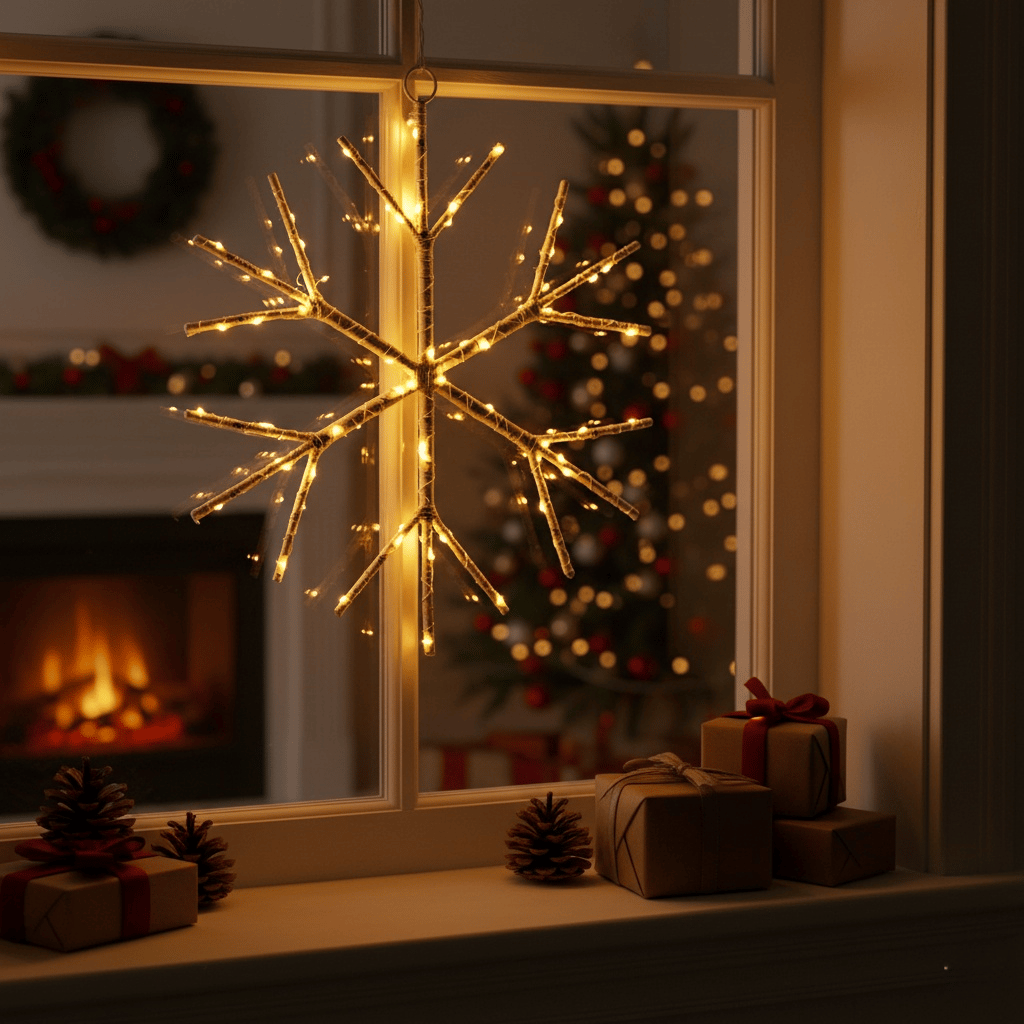 ❄️Lighted Birch Branch Snowflake Hanging Accent