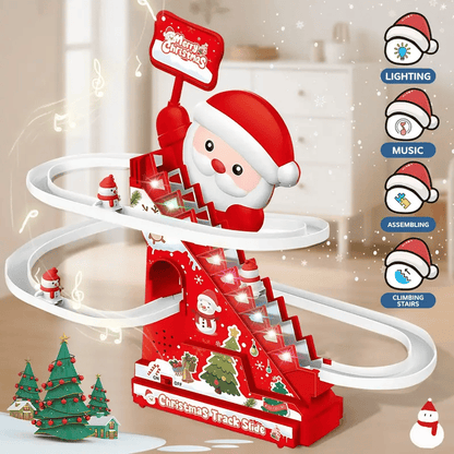 🎅🛷49% OFF SALE - Magical Musical Santa Race Track - Electric Climbing Stairs & Slide Toy