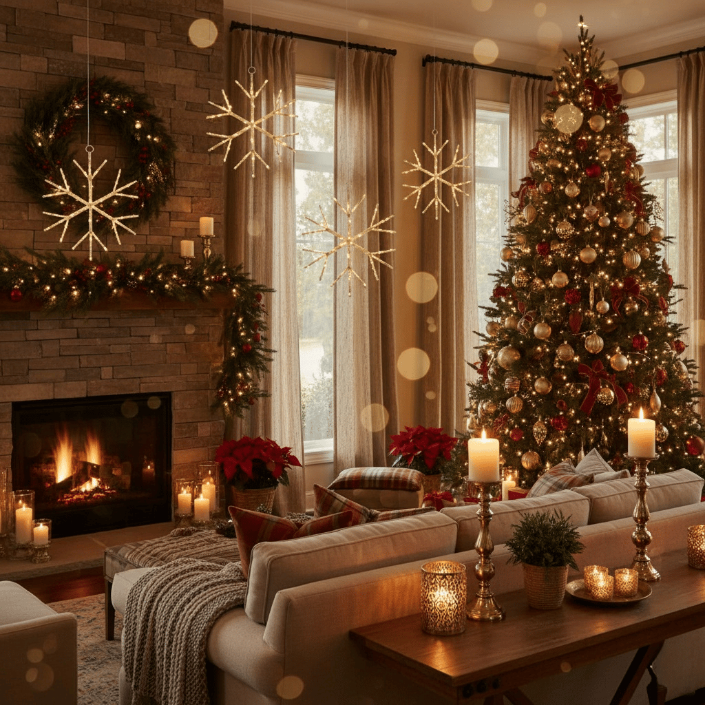 ❄️Lighted Birch Branch Snowflake Hanging Accent