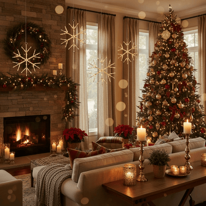 ❄️Lighted Birch Branch Snowflake Hanging Accent