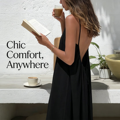 Women's Solid Color Backless Cami Dress