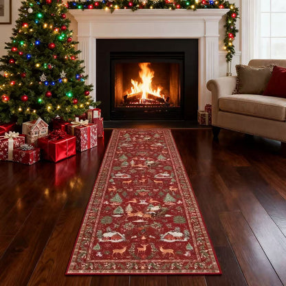 🔥LAST DAY 49% OFF🦌🎄🎅Christmas Deer Santa Long Rug