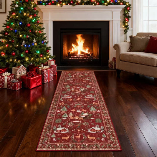 🔥LAST DAY 49% OFF🦌🎄🎅Christmas Deer Santa Long Rug
