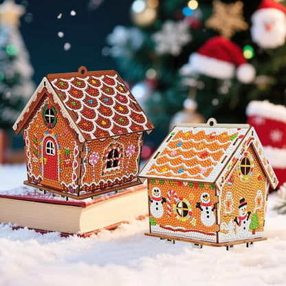 🚛Free shipping on two items，DIY wooden gingerbread house puzzle, exquisite diamond painting