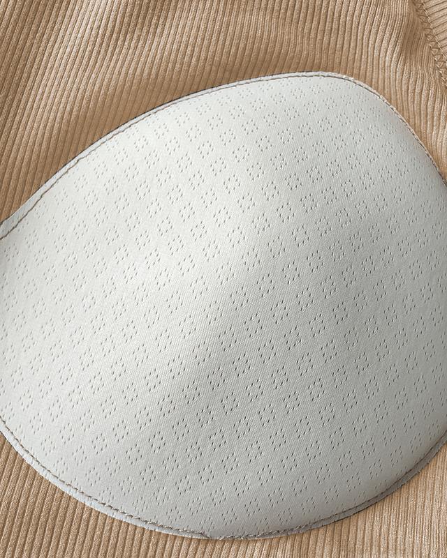 U-neck built-in bra long sleeves bodycon fabric