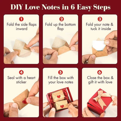 DIY Love Notes Box - Mini Blank Cards & Envelopes for Him Her