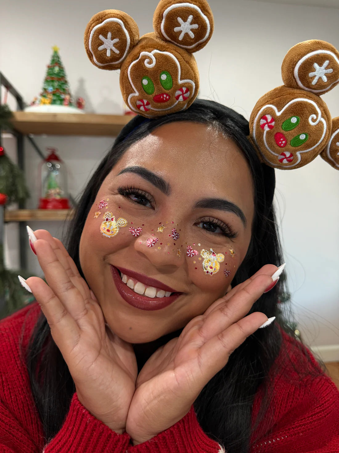 Christmas sticker themed makeup