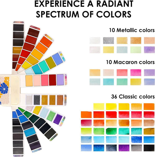 🎨Foldable Watercolor Set Of  56 With Water Brush Pen