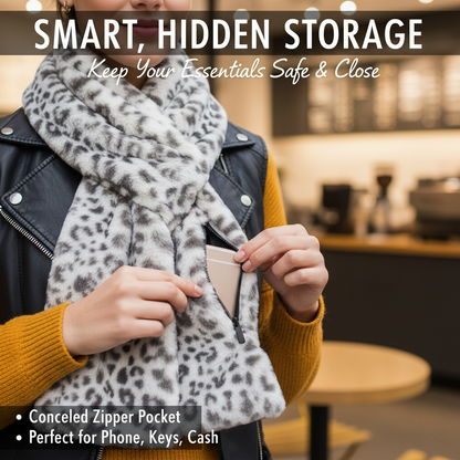 🧣Faux Fur Pull-Through Scarf with Zipper Pocket