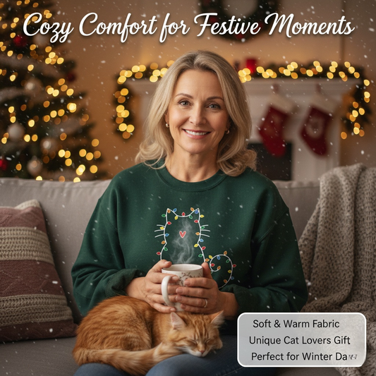 A cat-themed Christmas sweatshirt is the perfect gift for cat lovers