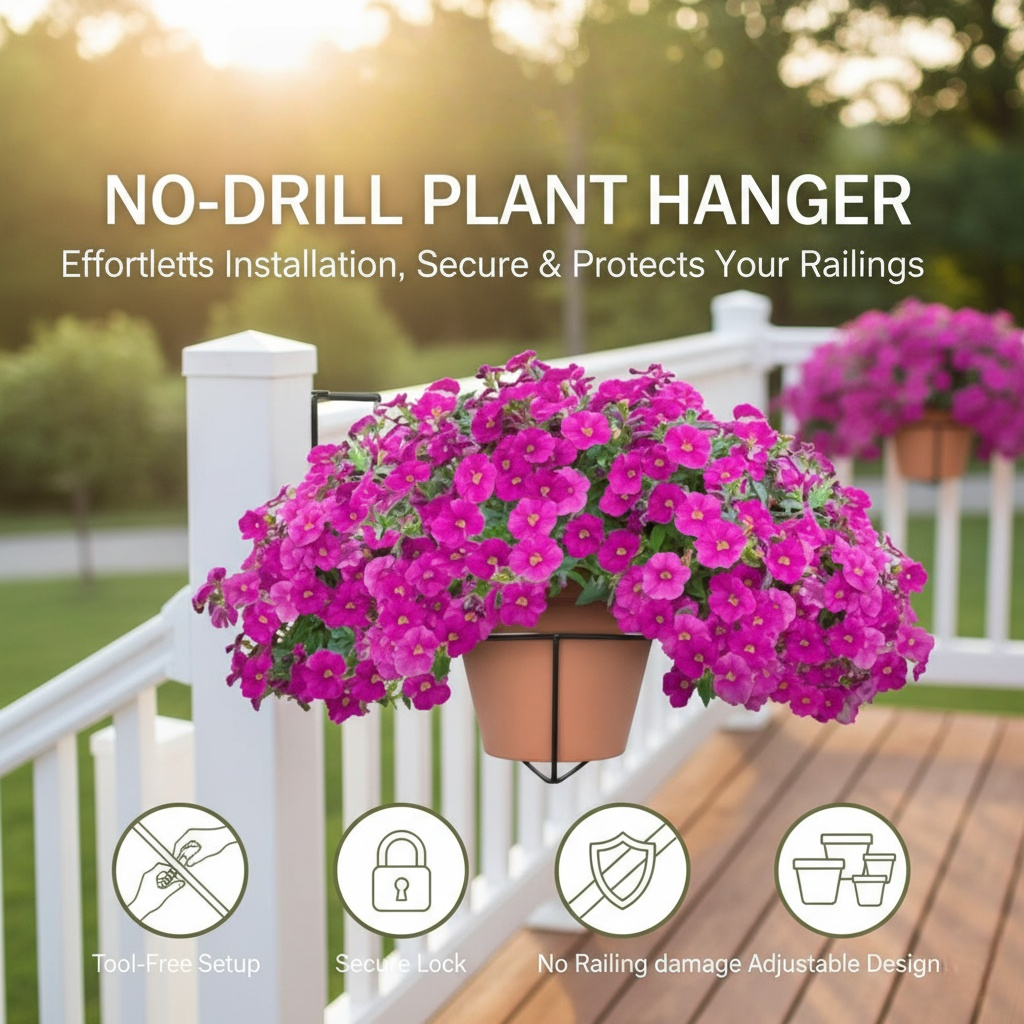 💐Tool-Free Railing Plant Holder: Create Your Dream Deck Garden