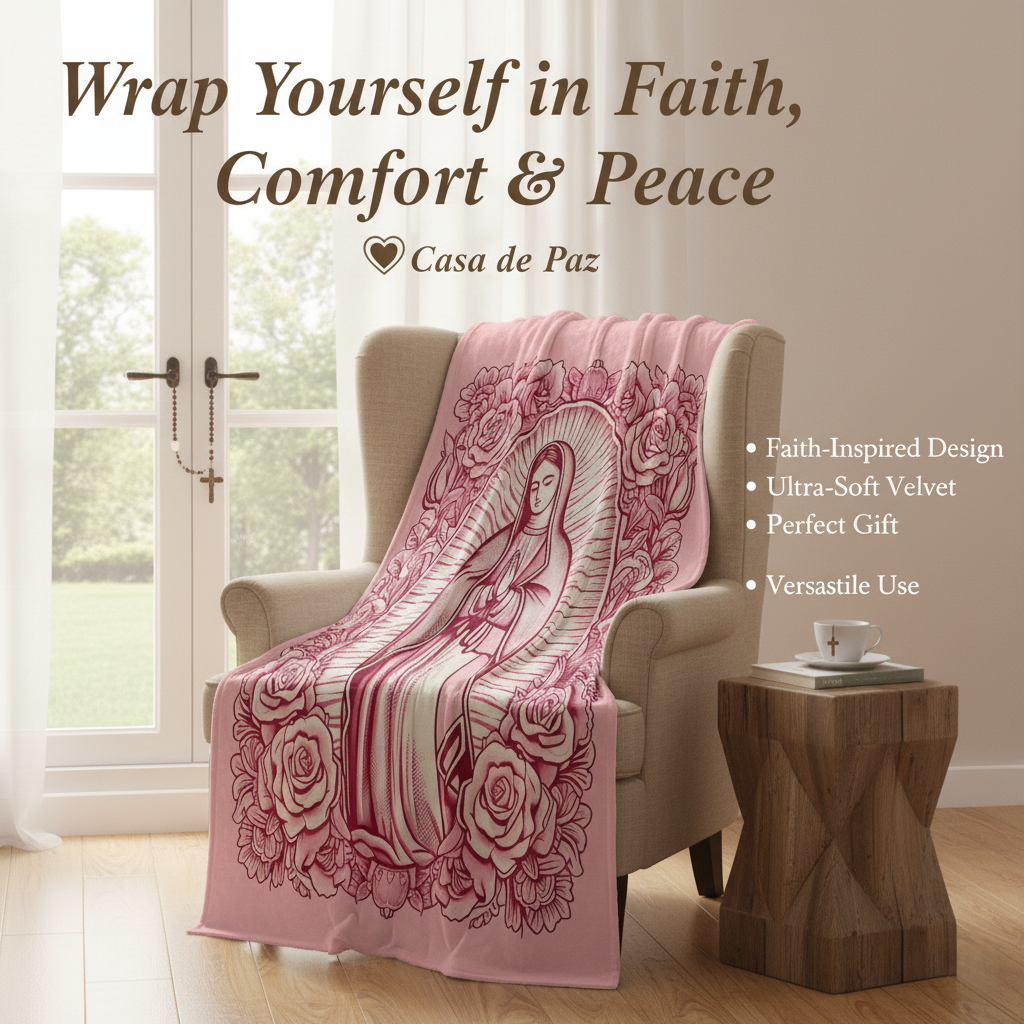 Comfortable Pink Virgin Mary Blanket