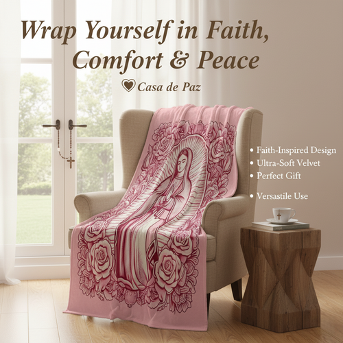Comfortable Pink Virgin Mary Blanket
