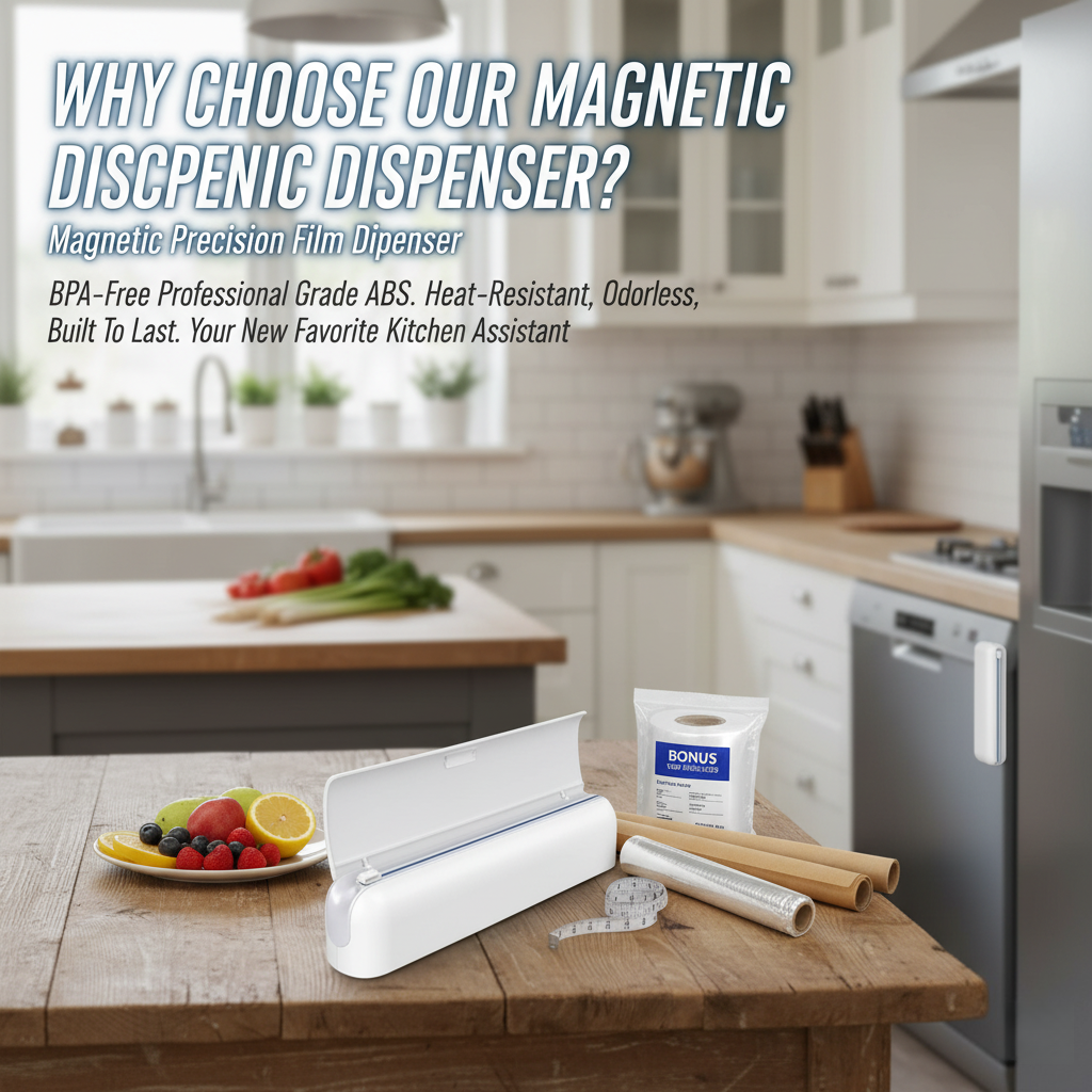 Wall-mounted magnetic cling film dispenser