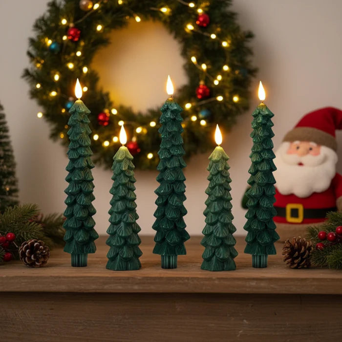 Flameless Christmas Tree Candles with Flickering Light