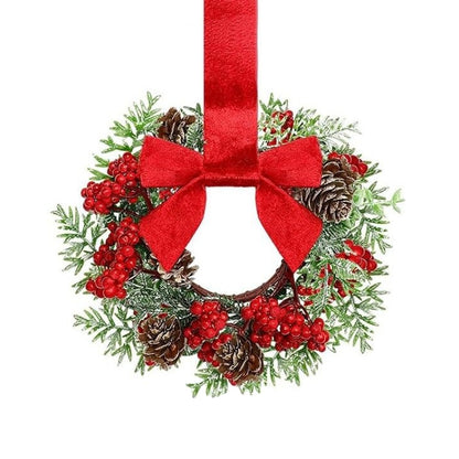 🎀🎄Mini Christmas Wreaths with Ribbon Bows & Red Berries