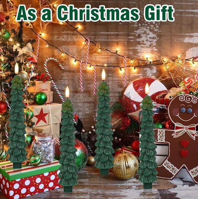 Flameless Christmas Tree Candles with Flickering Light