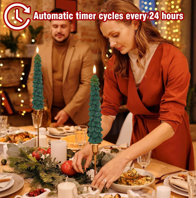 Flameless Christmas Tree Candles with Flickering Light