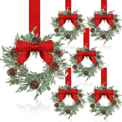🎀🎄Mini Christmas Wreaths with Ribbon Bows & Red Berries