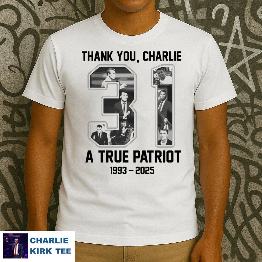 RIP Charlie Kirk a true patriot 1993 2025 thank you signature memorial shirt