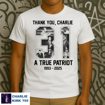 RIP Charlie Kirk a true patriot 1993 2025 thank you signature memorial shirt