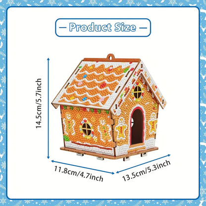🚛Free shipping on two items，DIY wooden gingerbread house puzzle, exquisite diamond painting