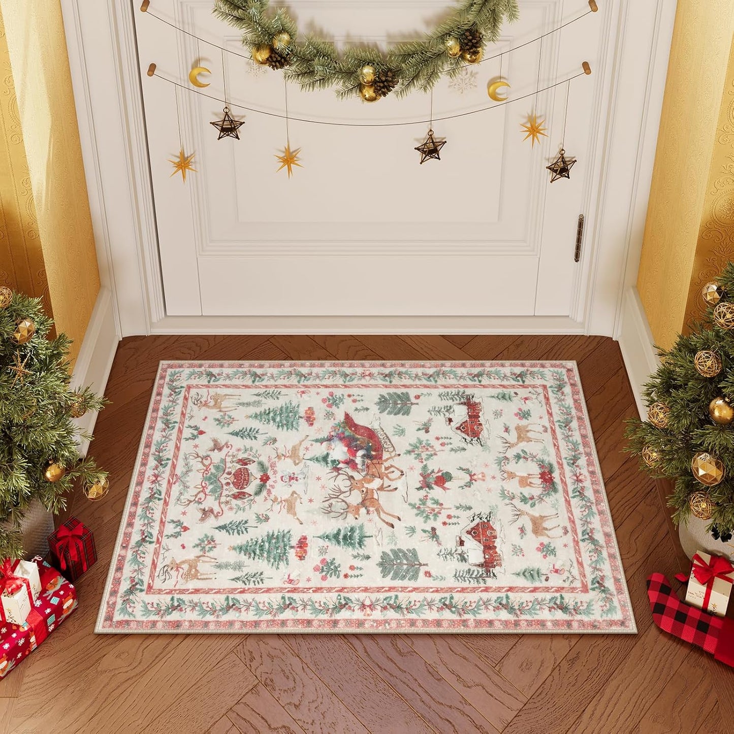 🔥LAST DAY 49% OFF🦌🎄🎅Christmas Deer Santa Long Rug