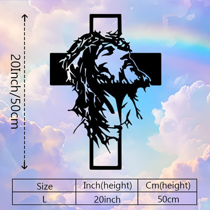 ✝Hand Engraved Jesus & Cross Metal Wall Art