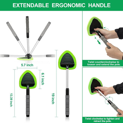 Car Window Cleaner with 4 Washable Reusable Microfiber Pads